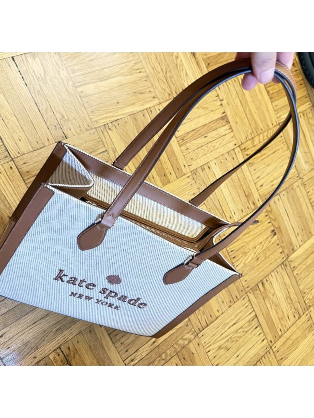 Kate Spade New York Canvas & Tan Leather Logo Tote - Unused - Picture 10 of 10